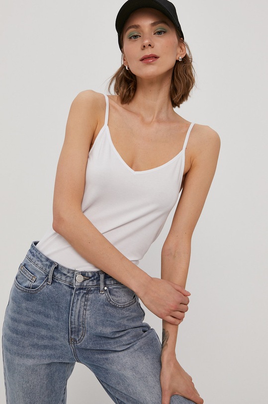 Pieces Top z elastanem biały 17082527