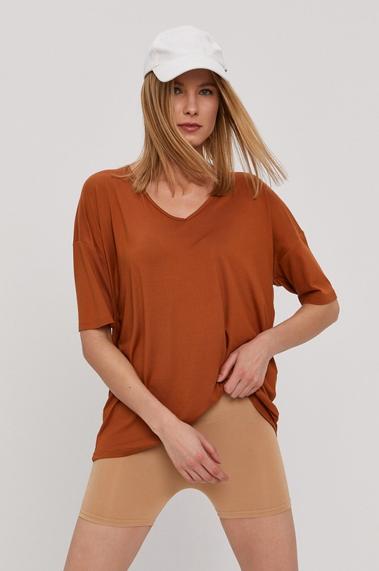 Tričko Pieces s elastanom hnedá 17106023