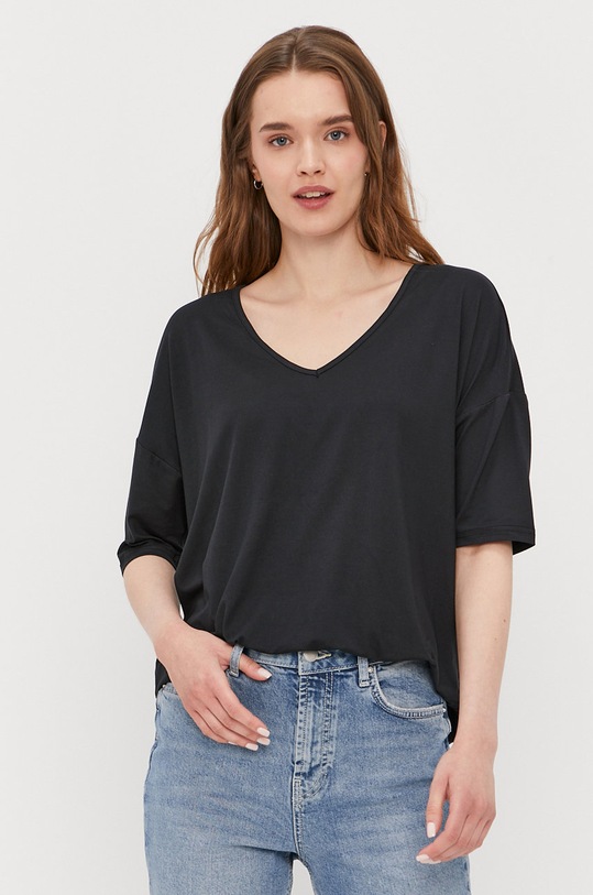Tričko Pieces s elastanom čierna 17106023