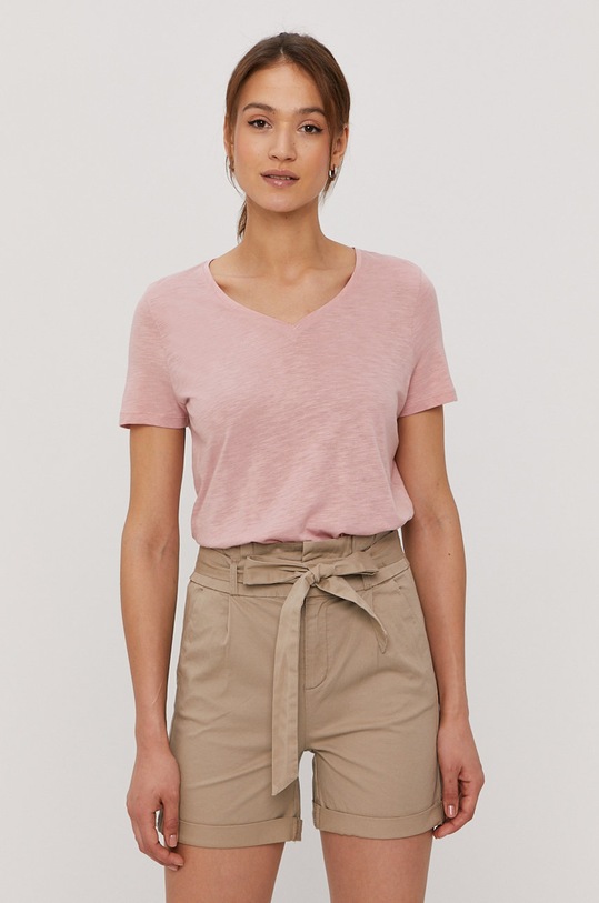 Tričko Pieces V výstrih ružová 17110555