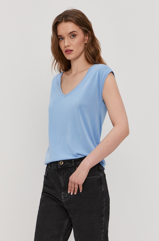 Pieces T-shirt z elastanem niebieski 17095260