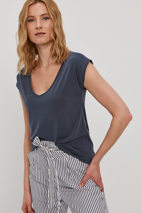 Pieces T-shirt z elastanem granatowy 17095260