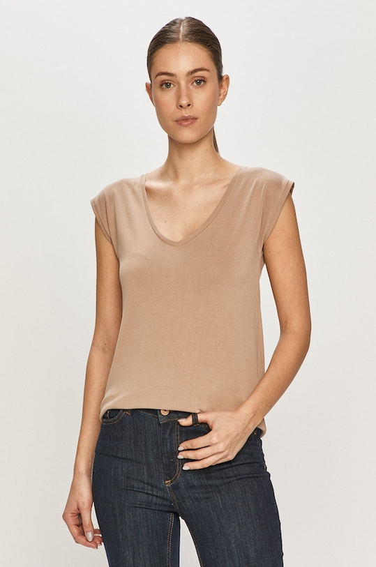 Pieces T-shirt beżowy 17095260