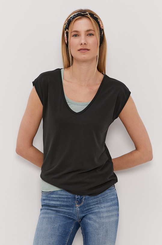 Pieces T-shirt z elastanem czarny 17095260