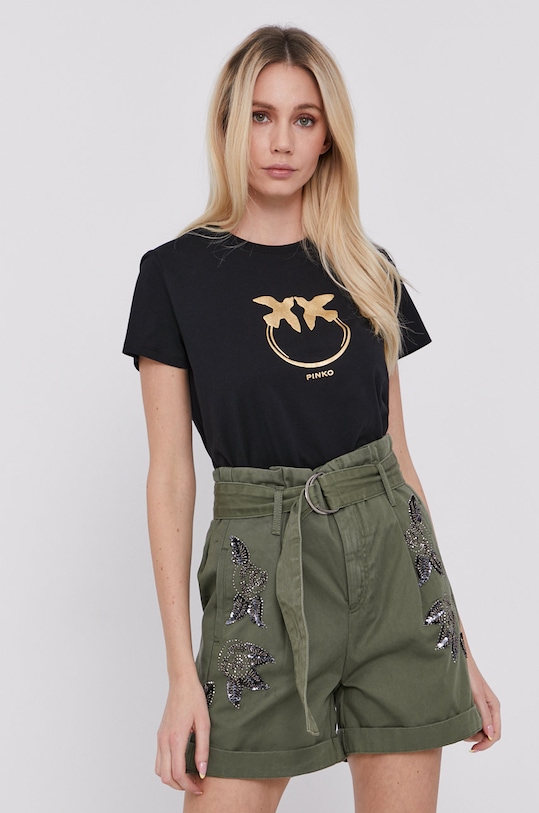 Pinko T-shirt SPEC PROD nadruk czarny 1N137X.Y651
