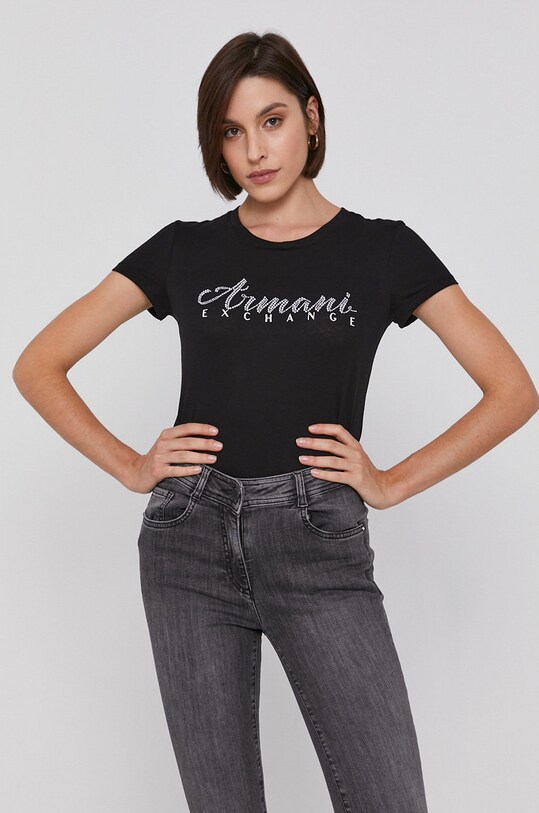 Хлопковая футболка Armani Exchange аппликация чёрный 8NYT91.YJG3Z.NOS