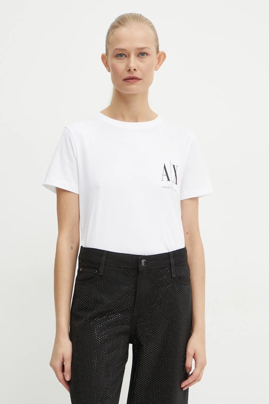 Armani Exchange t-shirt bawełniany nadruk biały 8NYTFX.YJG3Z.NOS