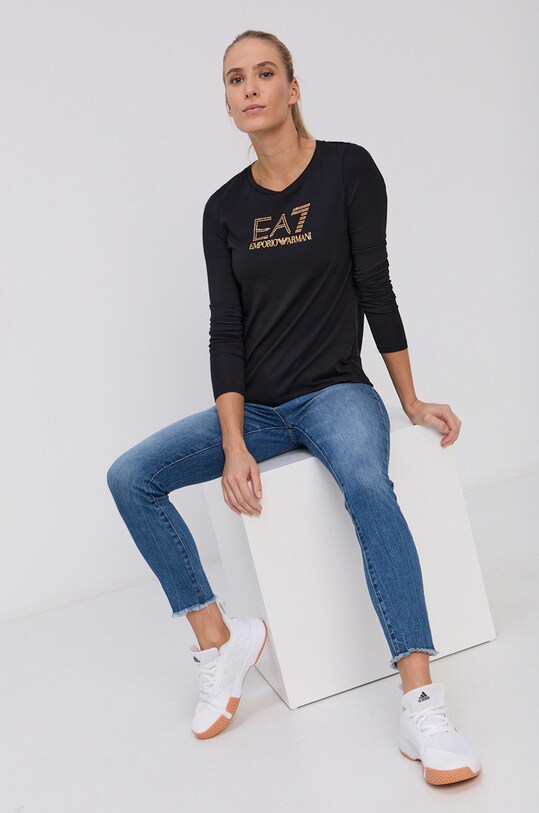 EA7 Emporio Armani Longsleeve imprimeu negru 8NTT51.TJDQZ