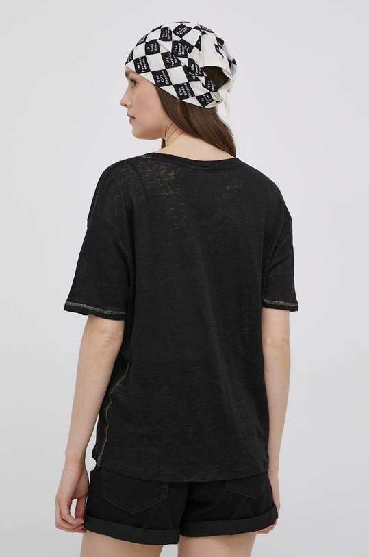 Odzież Vila t-shirt lniany 14067474.Black czarny