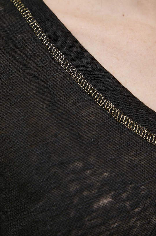 Vila t-shirt lniany 14067474.Black czarny