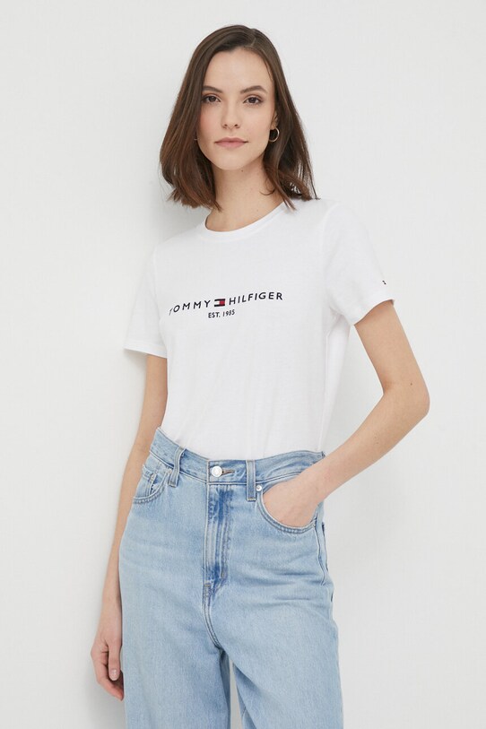 Хлопковая футболка Tommy Hilfiger аппликация белый WW0WW31999.NOS