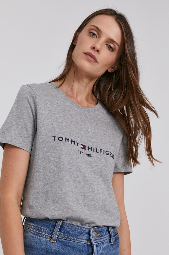 Bavlnené tričko Tommy Hilfiger sivá WW0WW31999.NOS