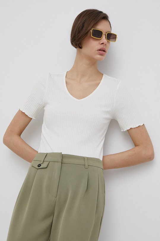 JDY t-shirt z elastanem biały 15238718.CloudDance