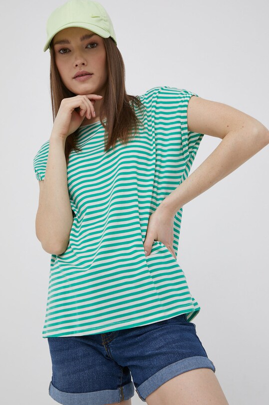 Vero Moda t-shirt elasztánnal zöld 10211785.HollyGreen