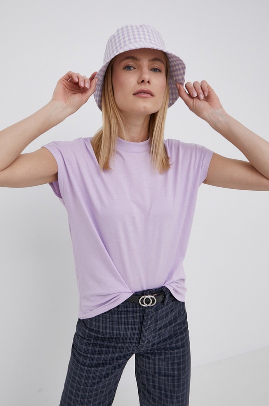 Vero Moda tricou din bumbac uni violet 10258657.Lavendula