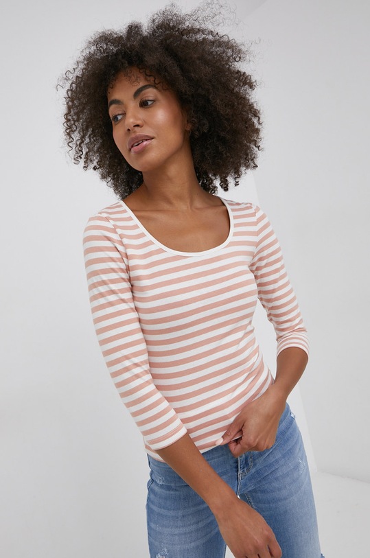 Tričko s dlhým rukávom Vero Moda pásiky ružová 10259879.MistyRose