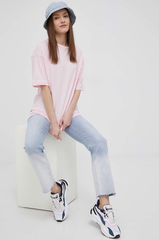 Vero Moda t-shirt bawełniany bawełna różowy 10266756.ParfaitPin