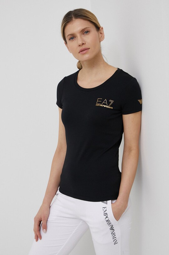 Tričko EA7 Emporio Armani s elastanom čierna 8NTT65.TJDQZ
