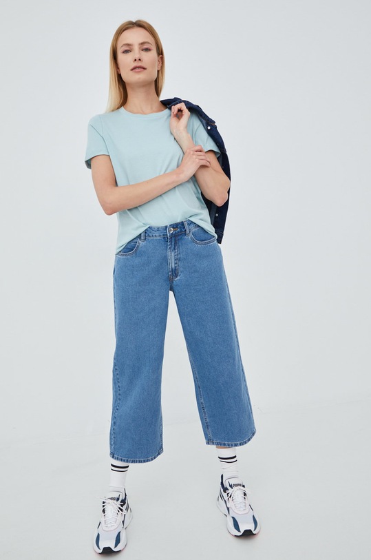 Vero Moda t-shirt bawełniany 10243889.Ether turkusowy AA00