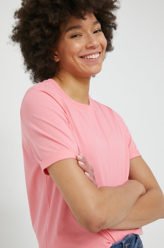 Pieces t-shirt bawełniany różowy 17086970.Strawberry