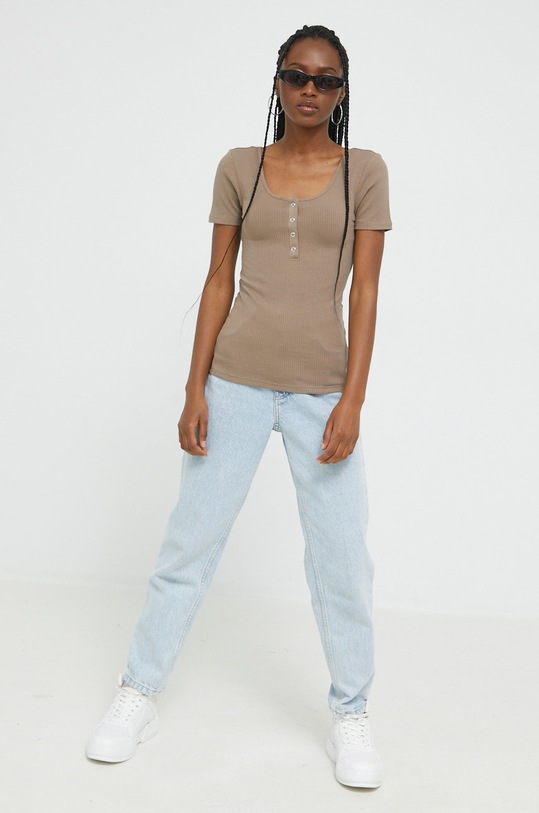 Tričko Pieces 17101439.Fossil béžová AA00