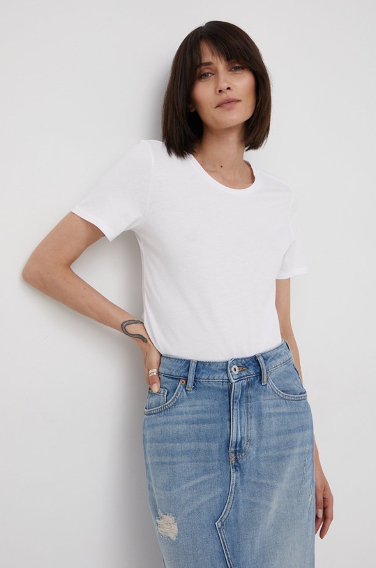 Marc O'Polo tricou din bumbac uni alb B01207251257