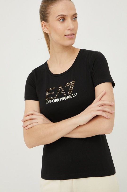 Tričko EA7 Emporio Armani s elastanem černá 8NTT24.TJ2HZ.NOS