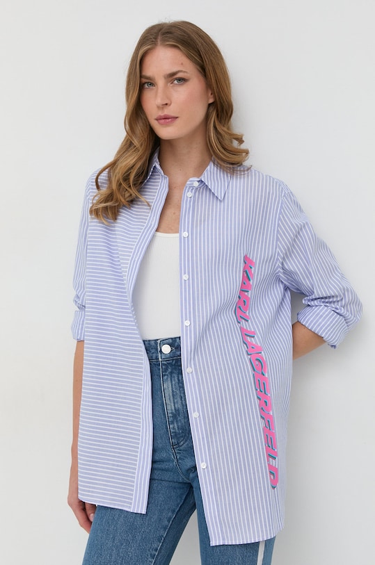 Karl Lagerfeld camasa din bumbac print albastru 225W1607