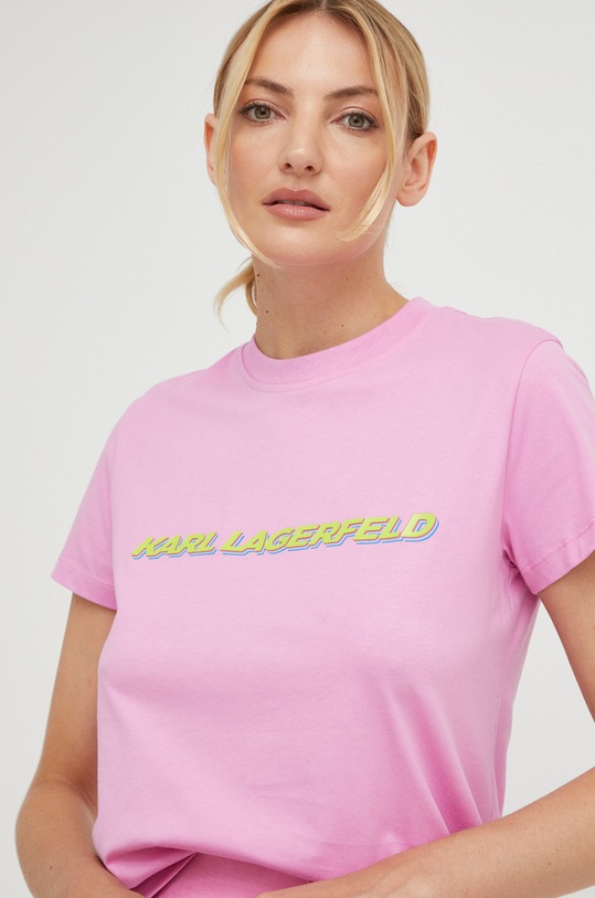 Karl Lagerfeld t-shirt bawełniany 225W1701 różowy 225W1701