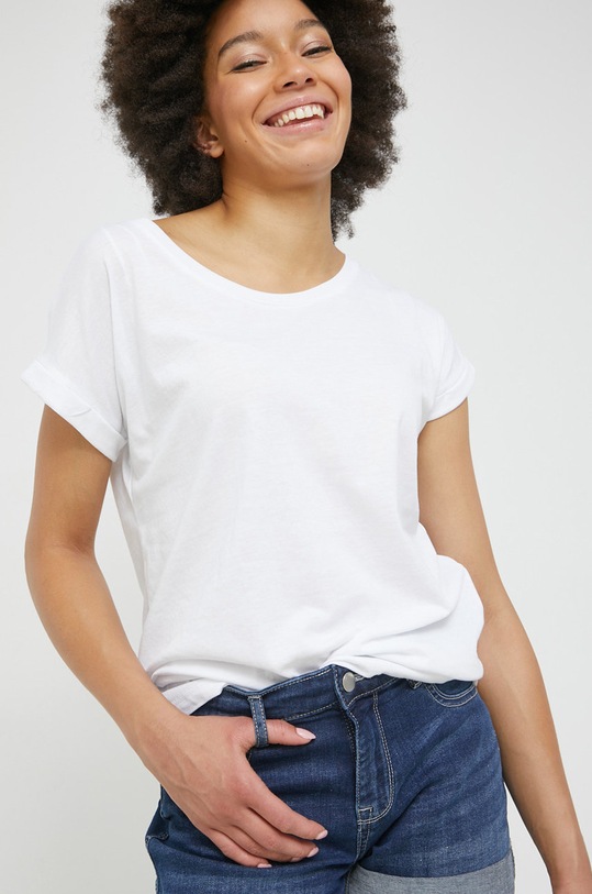 Vila t-shirt pozostałe biały 14083083.OpticalSno