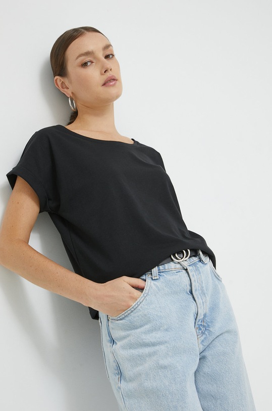 Vila t-shirt regular czarny 14083083.Black
