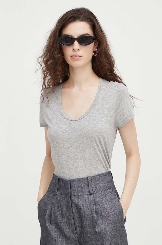 American Vintage tricou uni gri JAC48