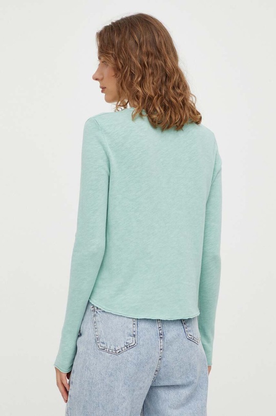 Ρούχα Βαμβακερή μπλούζα με μακριά μανίκια American VintageT-SHIRT ML COL V SON02B τιρκουάζ