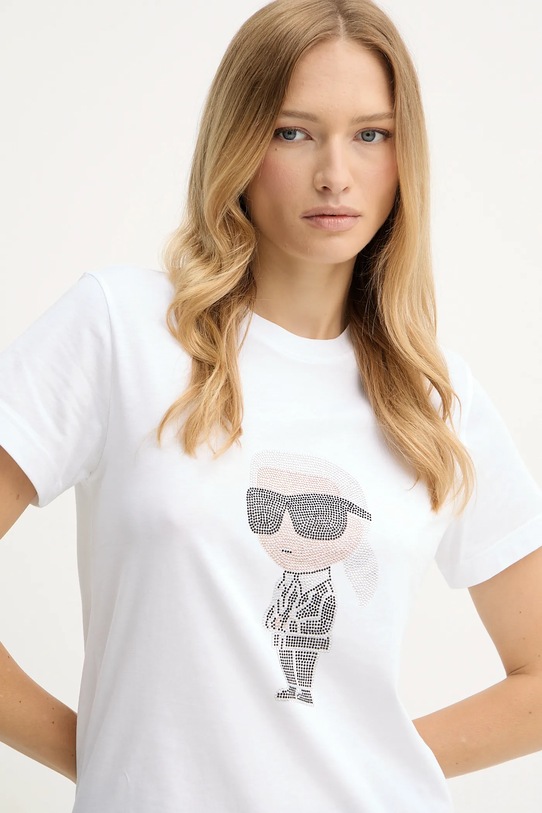 Хлопковая футболка Karl Lagerfeld белый 230W1770