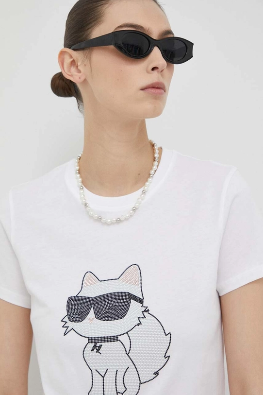 Karl Lagerfeld t-shirt bawełniany biały 230W1771