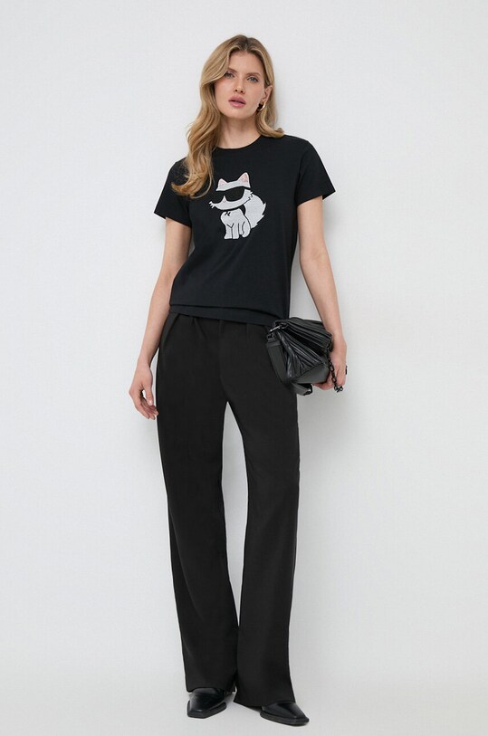 Bavlněné tričko Karl Lagerfeld 230W1771 černá AA00