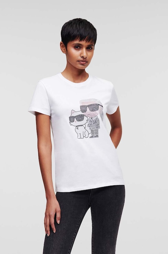 Bavlněné tričko Karl Lagerfeld regular bílá 230W1772