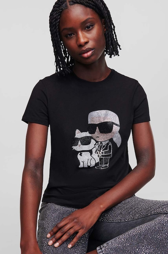 Karl Lagerfeld tricou din bumbac negru 230W1772