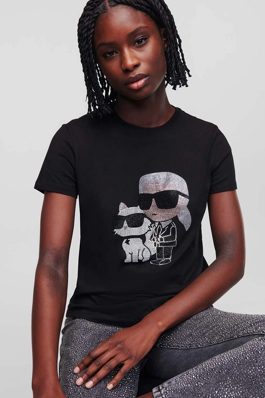 Karl Lagerfeld tricou din bumbac negru 230W1772