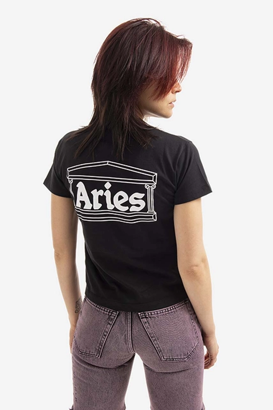 Clothing Aries cotton T-shirt Shrunken Zip Tee AR40330 black