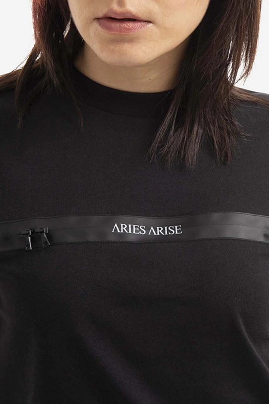 Βαμβακερό μπλουζάκι Aries Shrunken Zip Tee μαύρο AR40330