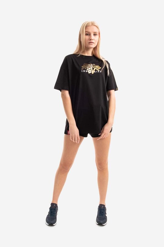 Alpha Industries cotton T-shirt Gold Logo OS T 106063.03 black AA00