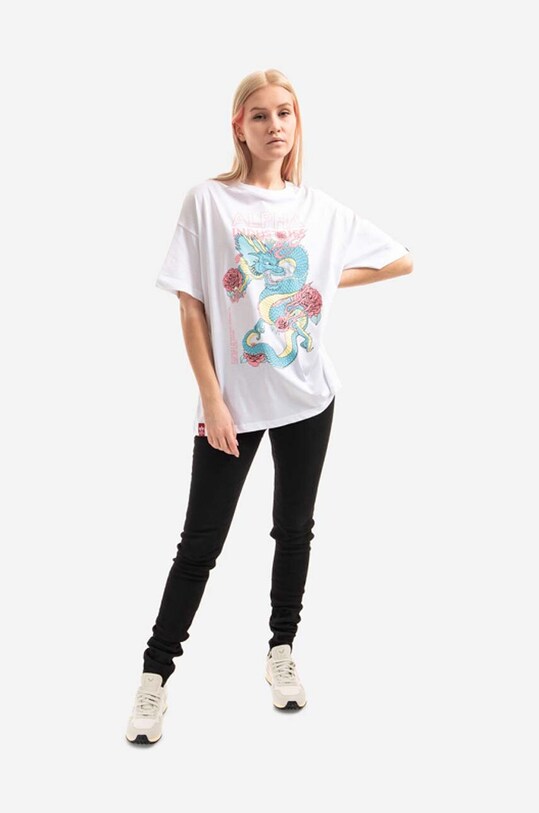 Alpha Industries t-shirt bawełniany Heritage Dragon OS T 106064.09 biały AA00