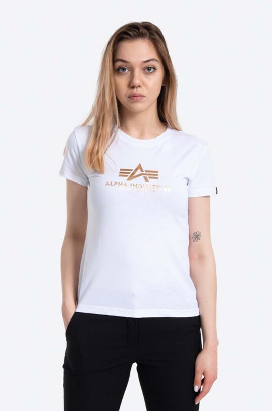 Alpha Industries cotton T-shirt New Basic T Foil Print cotton white 196051FP.529