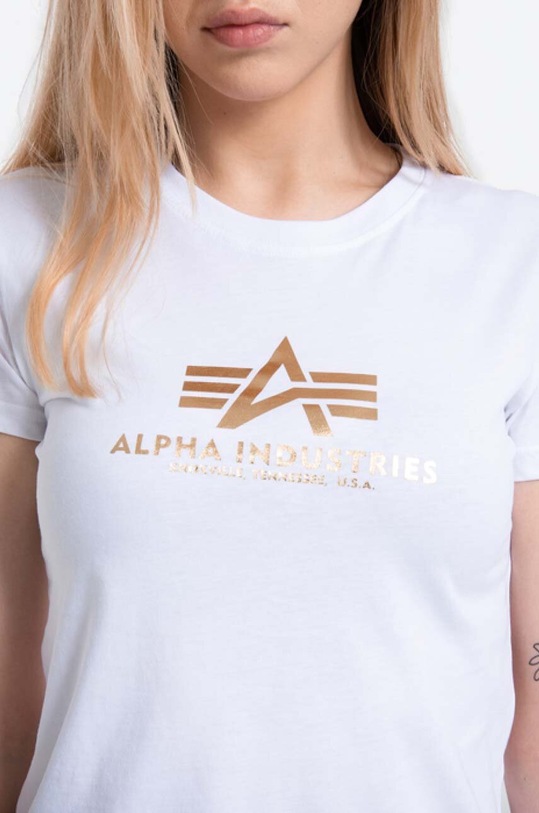 Alpha Industries cotton T-shirt New Basic T Foil Print white 196051FP.529