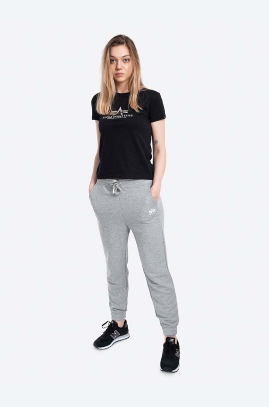 Alpha Industries cotton T-shirt New Basic T Foil Print 196051FP.530 black AA00