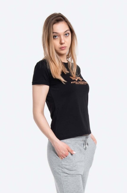 Bavlnené tričko Alpha Industries New Basic T Foil Print potlač čierna 196051FP.365