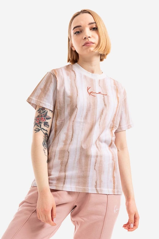 Bavlněné tričko Karl Kani regular béžová 6130398