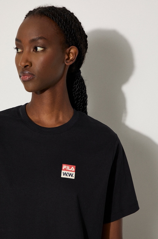 Wood Wood cotton T-shirt Steffi T-shirt x Fila 688376.A296 black