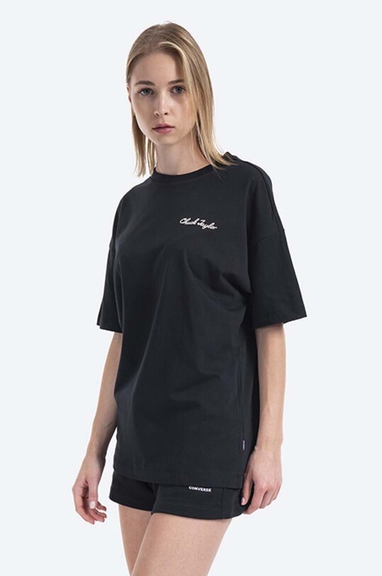 Converse t-shirt bawełniany nadruk czarny 10021480.A01